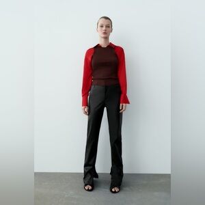 Faux leather wide leg pants